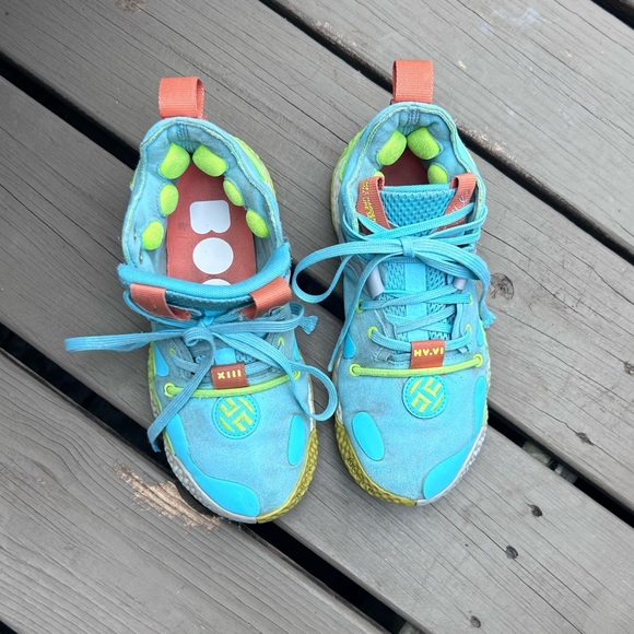 Adidas Harden Vol. 6 J “Pulse Aqua Solar Yellow” Kids Boost | Boys Size 3.5 - Picture 3 of 16